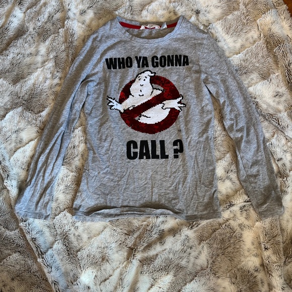 H&M Ghostbusters Long Sleeve Shirt in Grey - Kids Size US 8-10Y - Picture 1 of 4